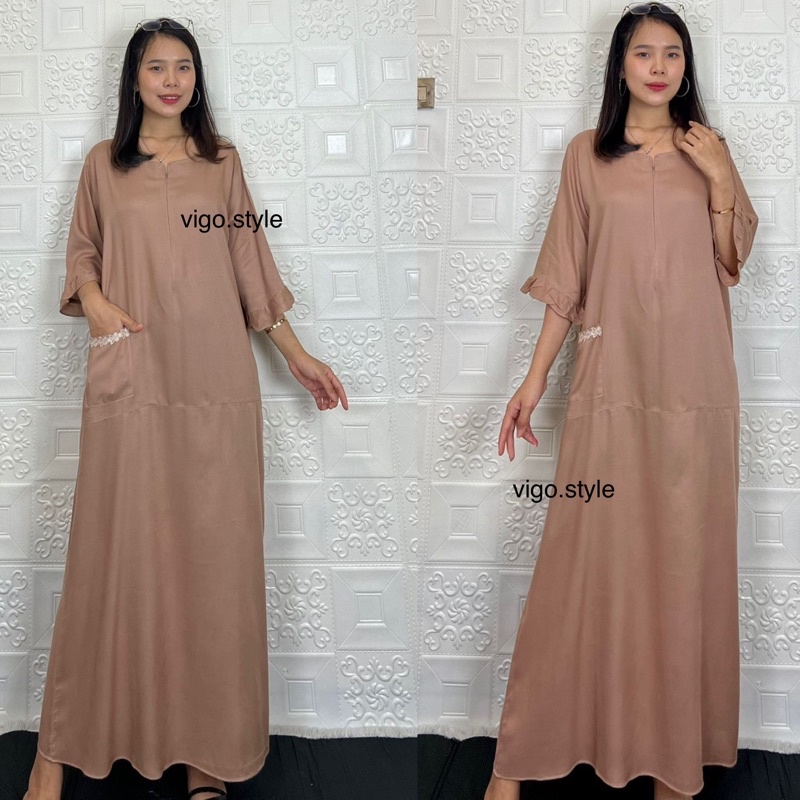daster tangan 3/4 /tangan 7/8 / busui/panjang viral jumbo /long daster/daster 3/4 /homedress/daster semata kaki/daster gamis-Tk⅞ MILO