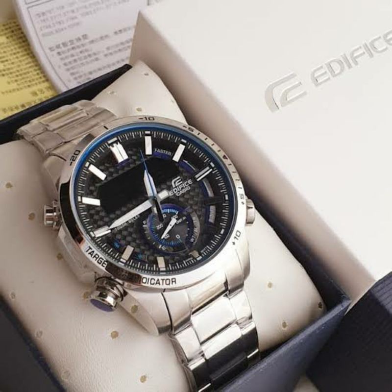 Jam Tangan Pria Analog Digital Casio Edifice Type ECB-800 Silver Original Bm Free Box
