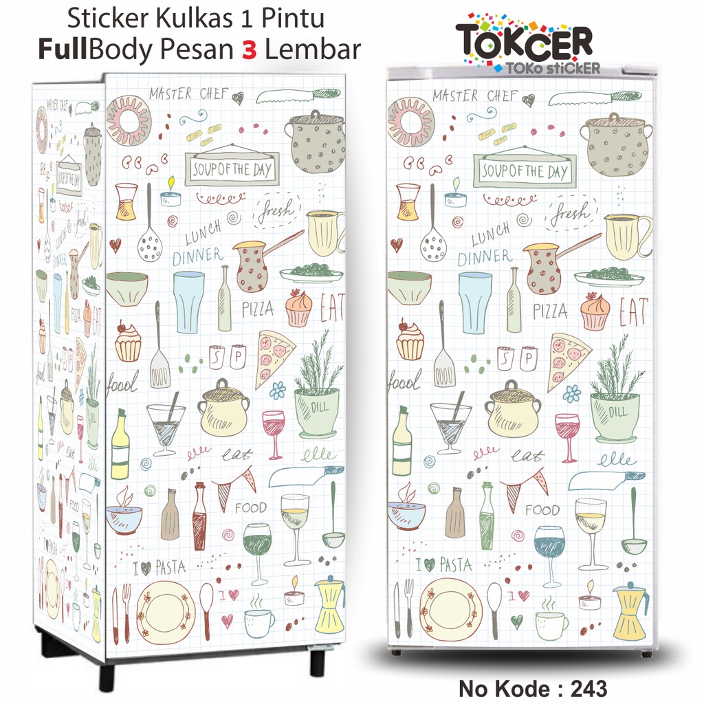 Stiker Kulkas 1  Pintu atau 2 Pintu MasterChef Shabby