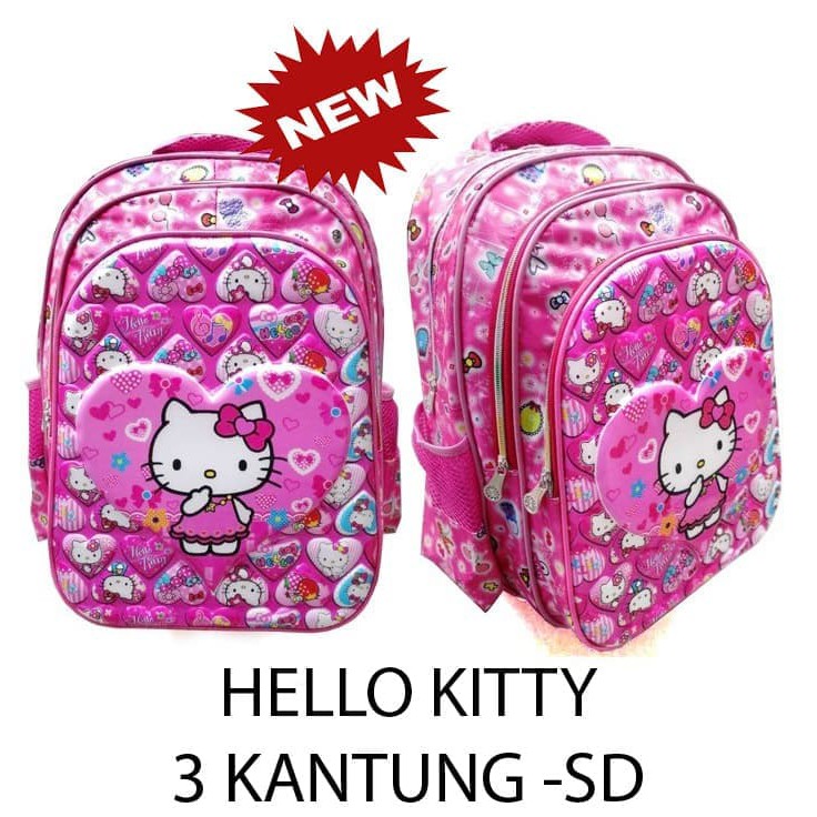"Tas Ransel Anak SD Hello Kitty 5D Timbul Import HK LOVEFull Motif - SD"