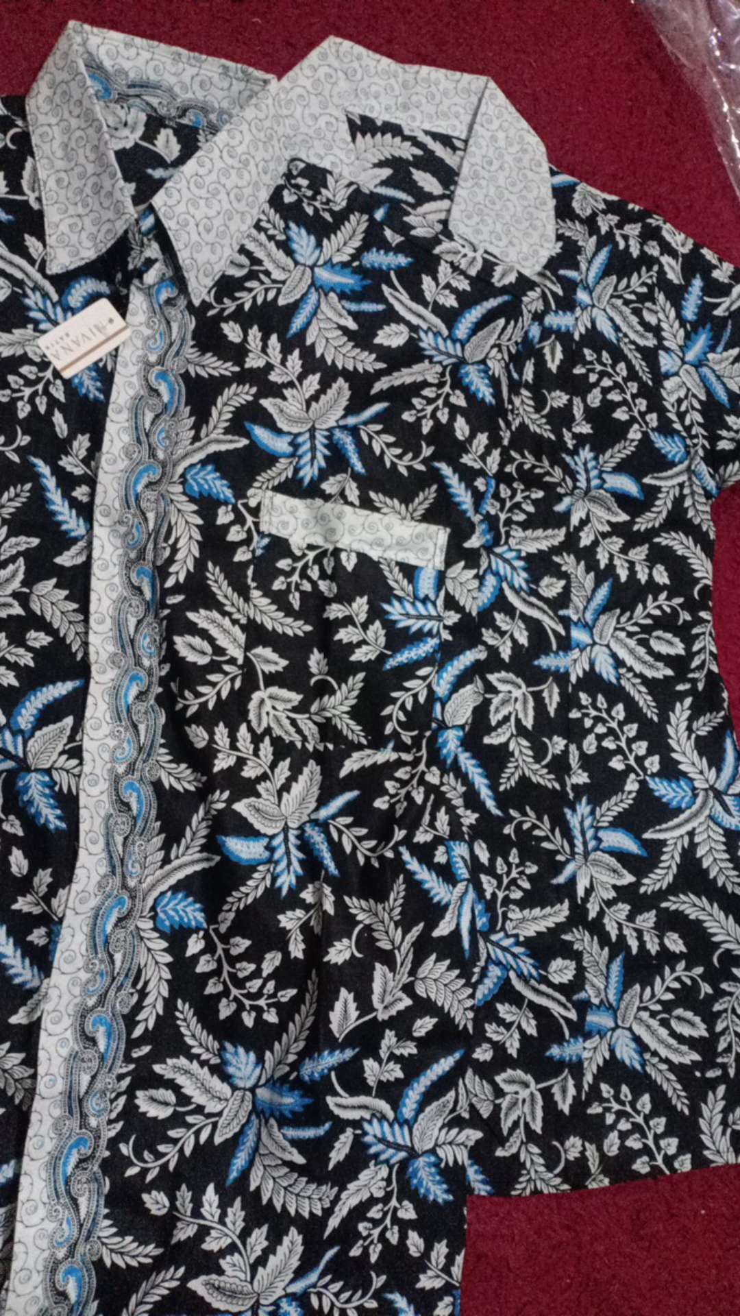 Nivana - Couple Atasan Ayah Anak Ibu Batik Blarak Biru Sarimbit Seragam Keluarga Kantor