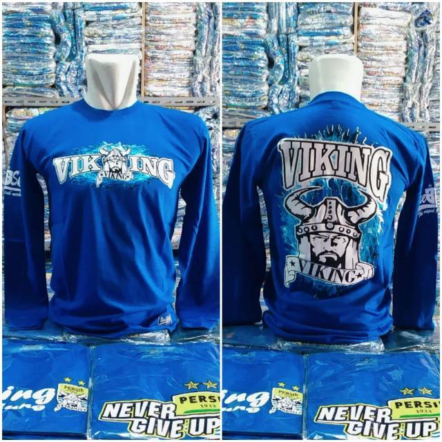 kaos tangan panjang persib bandung viking original biru hitam