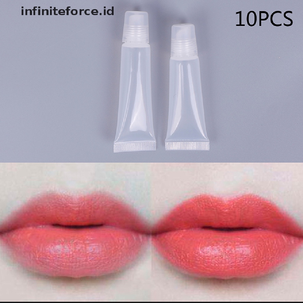 (Infiniteforce.Id) 10pcs / Set Botol Kosong Bahan Plastik Ukuran 8 / 15ml Untuk Lip Gloss / Balm