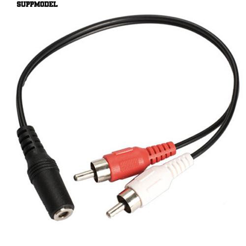 Kabel Adapter Splitter Y 3.5mm 1 / 8 &quot;Stereo Female Ke 2 Male RCA Jack Audio