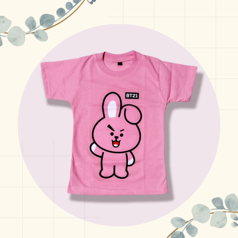 Baju Kaos Atasan Oblong Anak Perempuan Gambar Motif bts bt21 Jimin Tata Cooky Jungkook Jin Koya Shoo