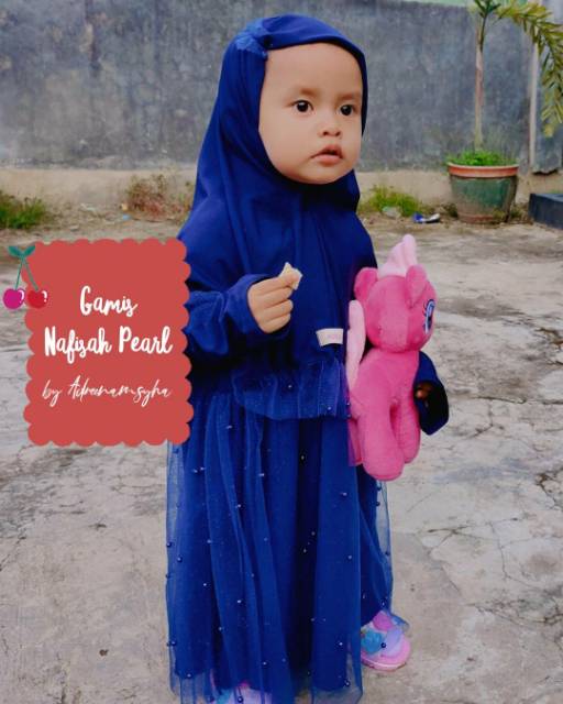 Gamis Nafisah Pearl Size 3-6 Tahun gamis mutiara anak