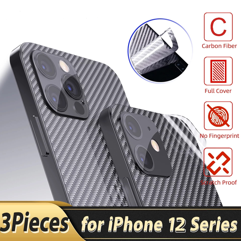 (3 Pcs) (Pelindung Belakang Soft Carbon Fiber) Untuk Iphone 12 Series