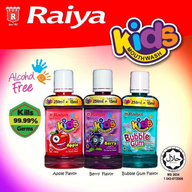 Raiya Kids Mouthwash 250ml extra 15ml