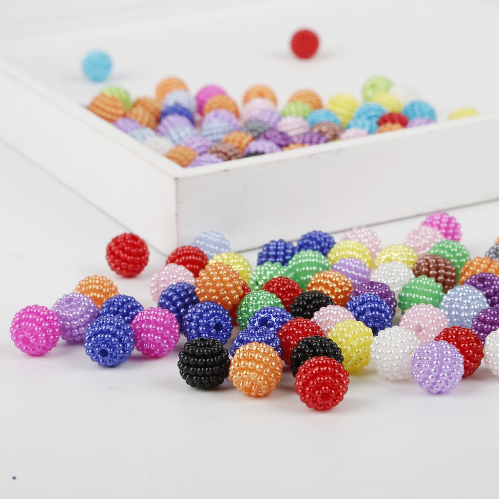 50 Pcs Manik-Manik Bayberry Bulat Bahan Akrilik Ukuran 10mm Untuk Membuat Perhiasan
