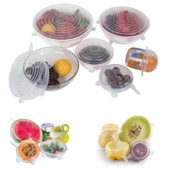 Bahan Tebal !! Silicone Food Cover 6 in 1 / Silikon Penutup Makanan 1set isi 6pcs