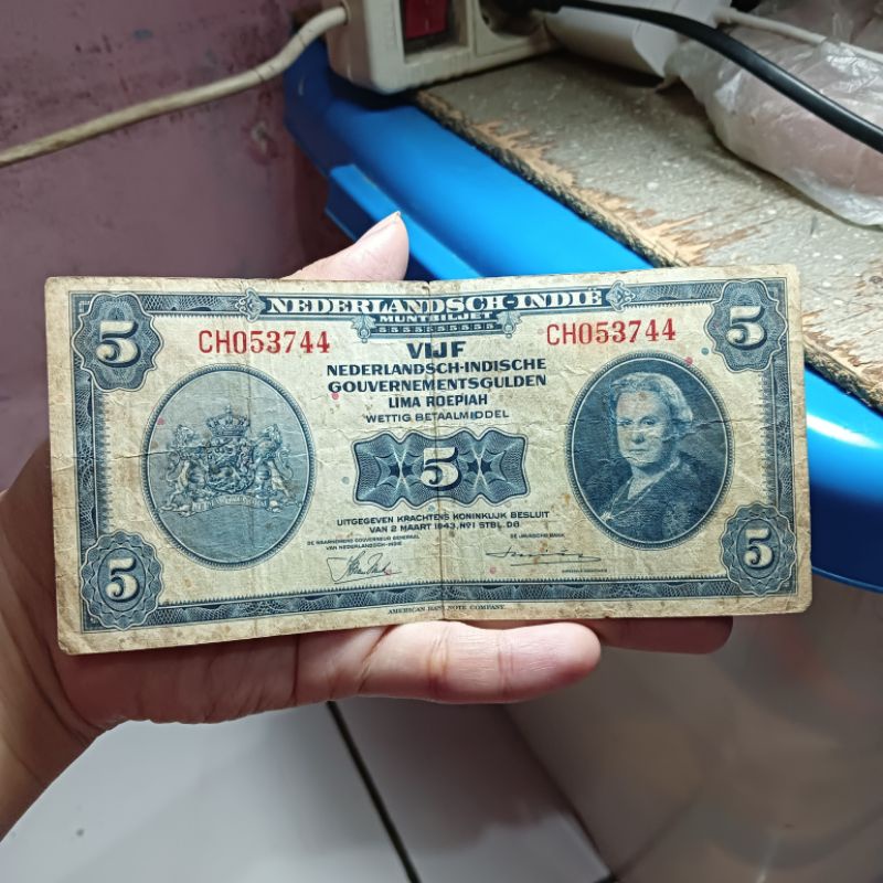 koleksi uang kuno 5 rupiah NICA. 53744
