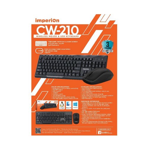 ITSTORE KEYBOARD MOUSE WIRELESS IMPERION CW 210 - KEYBOARD WIRELESS CW210 IMPERION