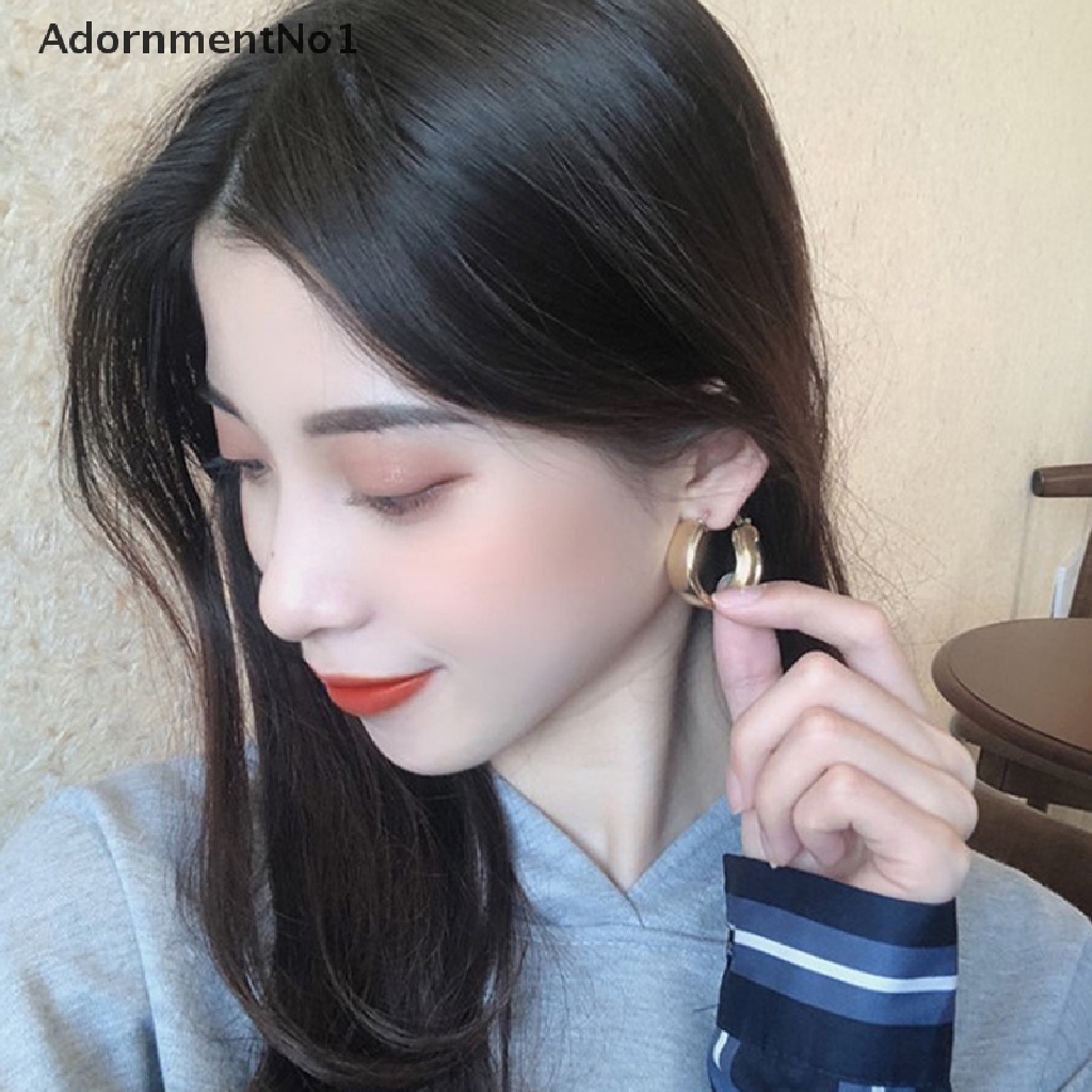 (AdornmentNo1) 1 Pasang Anting Bulat Warna Silver / Gold Untuk Wanita