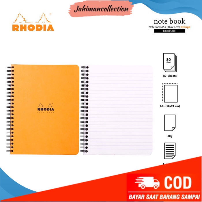 

✨ BISA COD ✨ Buku Catatan Rhodia A5 Plus Wirebound Coated Card Cover Notebook - LINED ORANGE