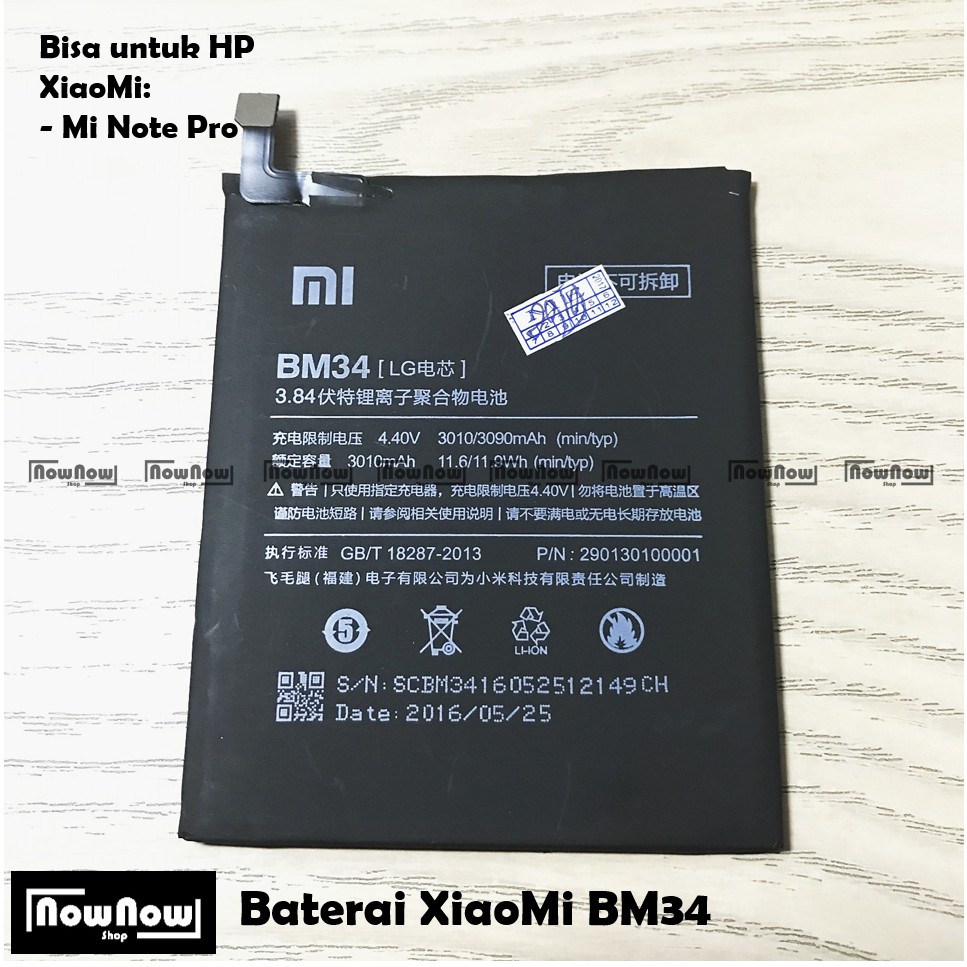 Baterai XiaoMi Mi Note Pro BM34 Original Batre Battery