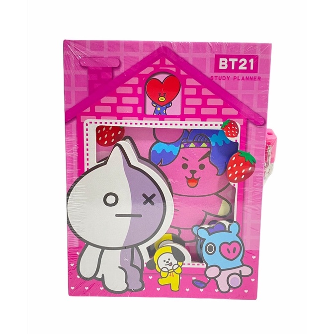 BUKU DIARY BTS / BT21 - BESAR CATATAN DIARY KUNCI GEMBOK BTS RED PINK BLUE / LOCK PERSONAL NOTEBOOK KUNCI TEBAL ARMY KPOP