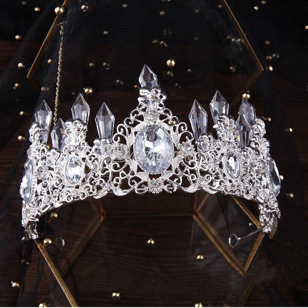 Baroque Mahkota Pengantin Paduan Rhinestones Kristal Aksesoris Pesta Pernikahan Panggung