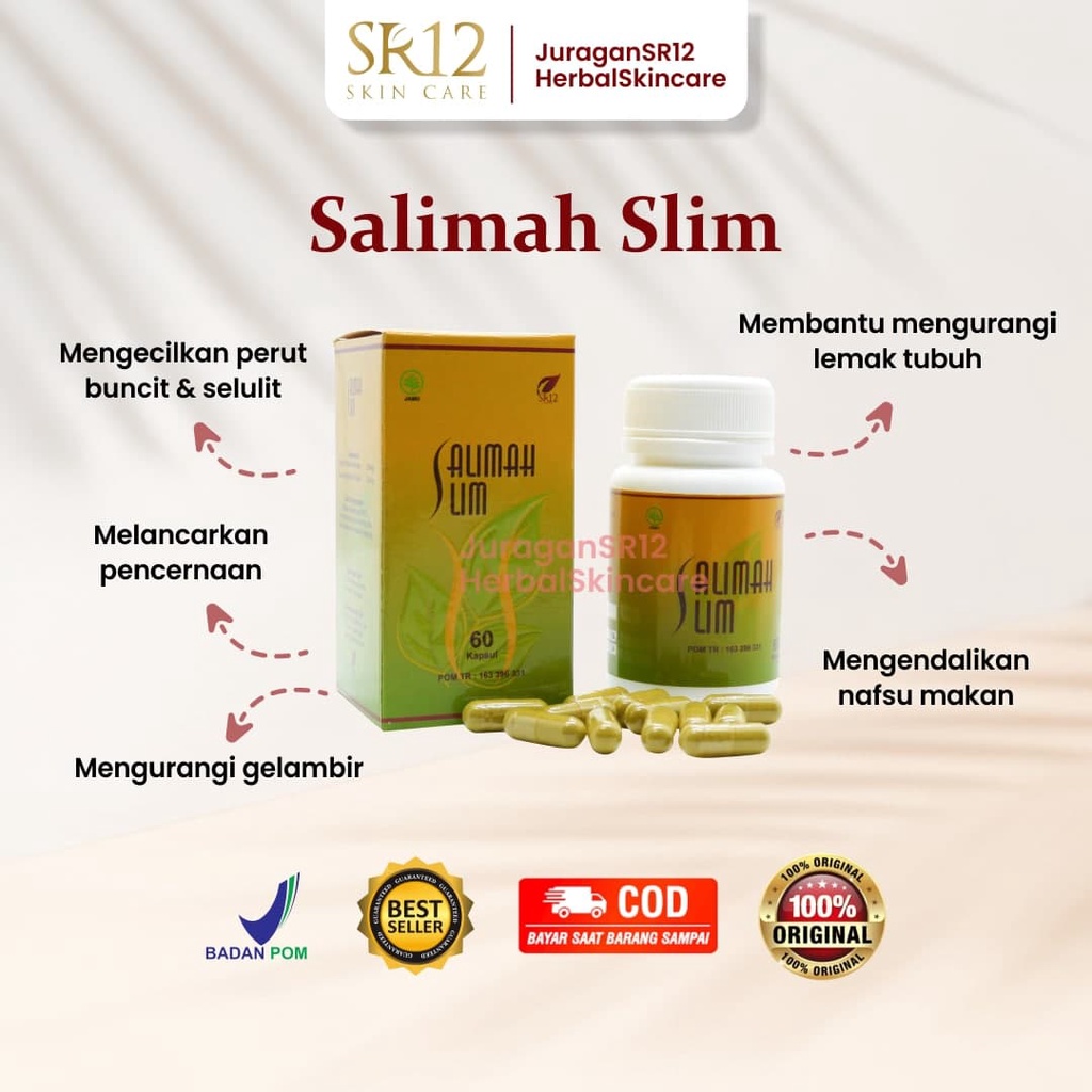 Salimah Slim SR12 SR 12 Herbal Pelangsing Penurun Berat Pengurus Badan Ampuh Detoks Detox Tubuh Pembakar Lemak Perut Pengurang Nafsu Makan Pelancar BAB