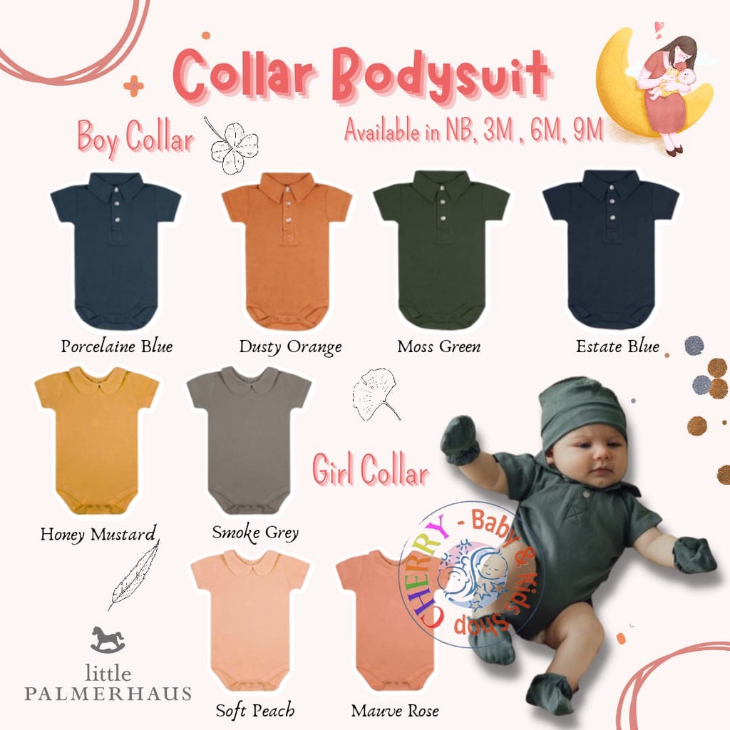 SALE Little Palmerhaus - Boy Girl Collar Bodysuit (Jumper Bayi) 0-9 Bulan Bodysuit Murah Part 2 CBKS