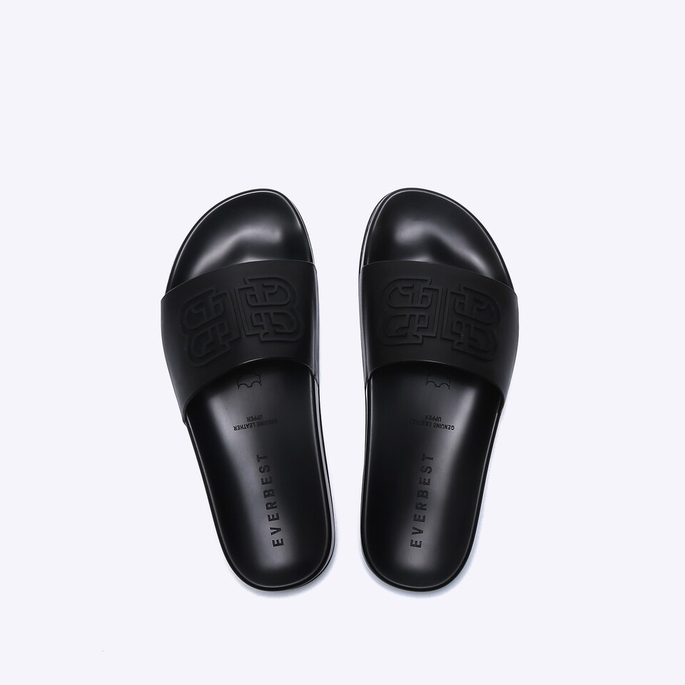 SANDAL SLIDE EVERBEST PRIA ORIGINAL CASUAL KULIT BRANDED HITAM EM28