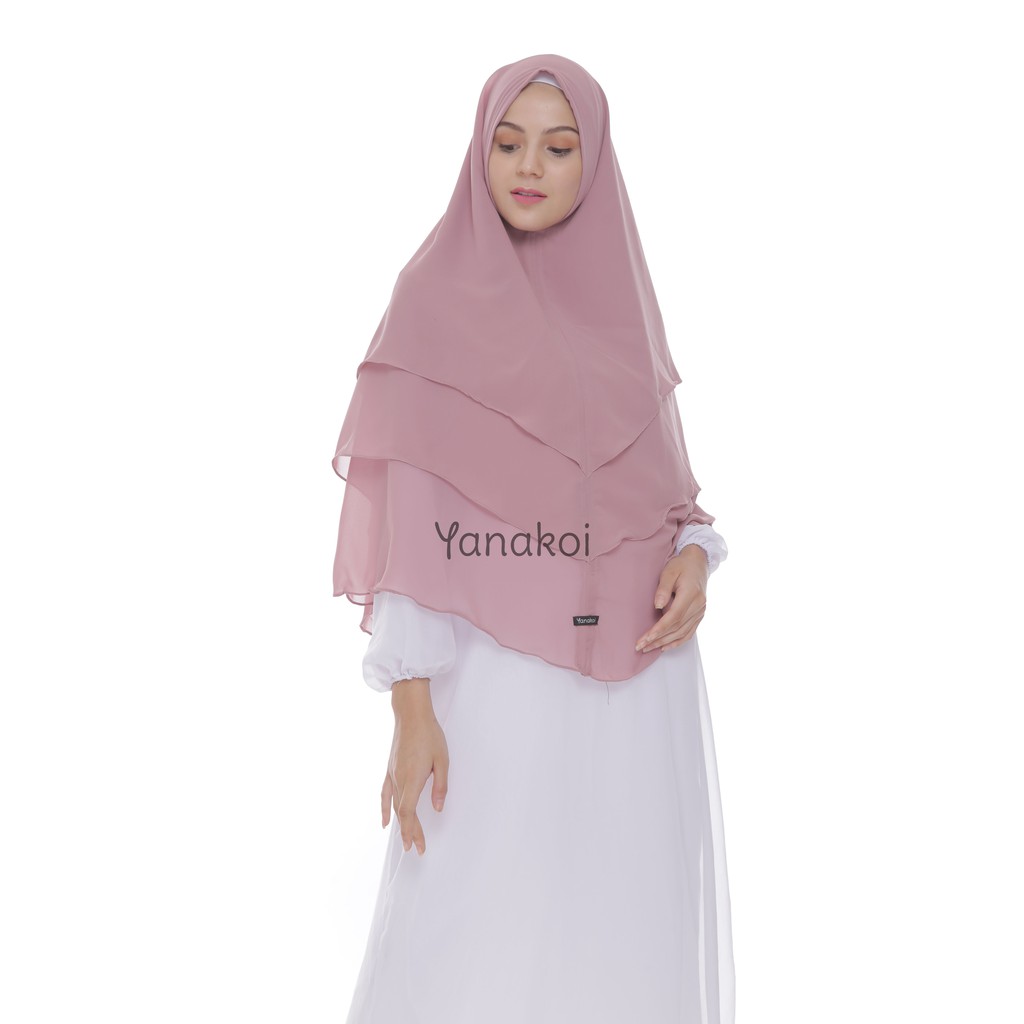 Yanakoi Hijab  Jilbab Khimar Khadijah Warna  Pink  Nude 