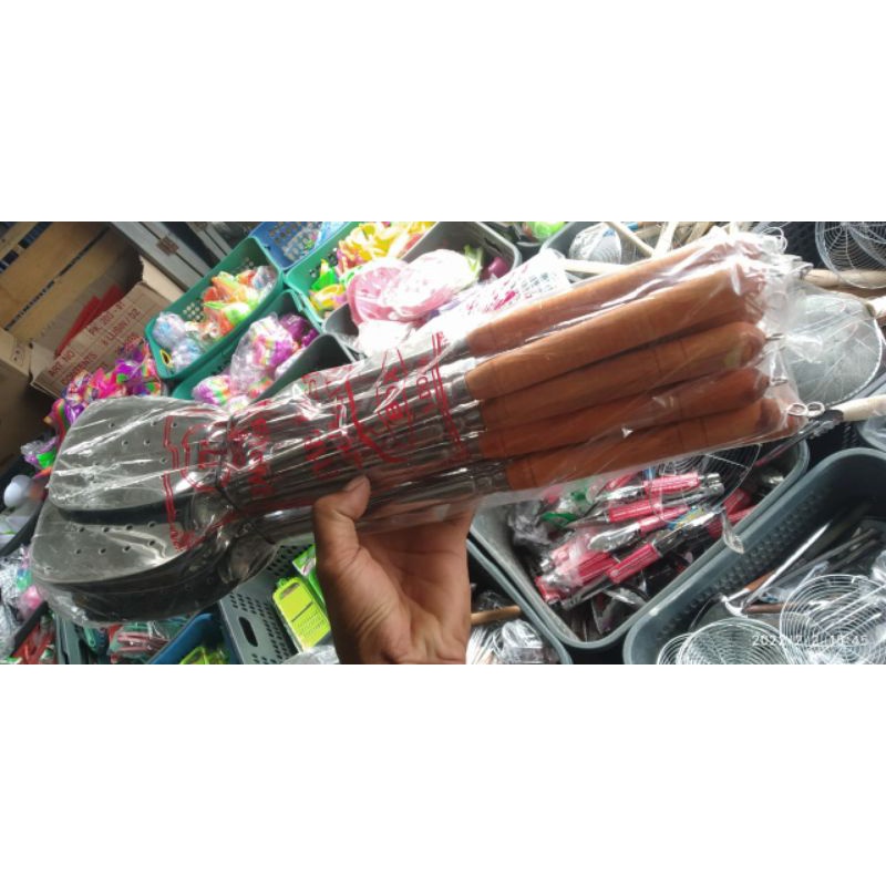 TERMURAH SODET SUSRUK SPATULA/SUTIL/SODET STAINLESS STEEL GAGANG KAYU/SODET MASAK