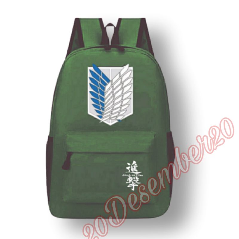 Tas Sekolah Ransel Backpack Cowok Cewek SMP SMA  SMU Kuliah Murah Kent Kent kanvas Murmer Abu AOT-Hijau