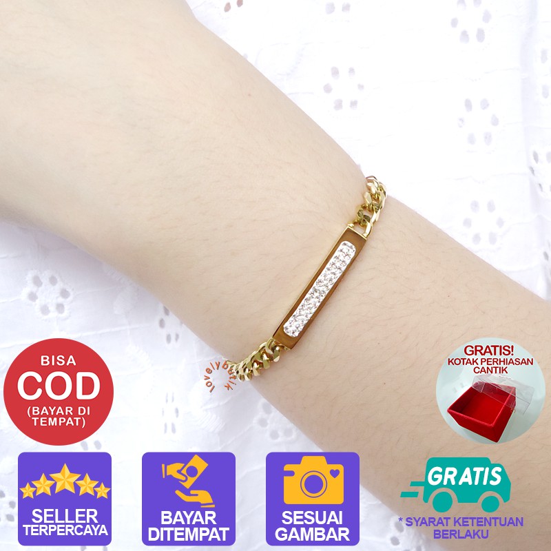 Lovelybutik Gelang Titanium Asli Anti Luntur  New Felice Gelang Tangan Wanita Titanium Anti Karat