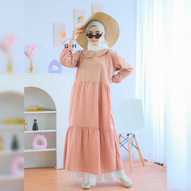 (MGA) GAMIS MIDI SAFEINA OVERSIZE RUFFLE DAILY BUSUI DRESS WOLFIS