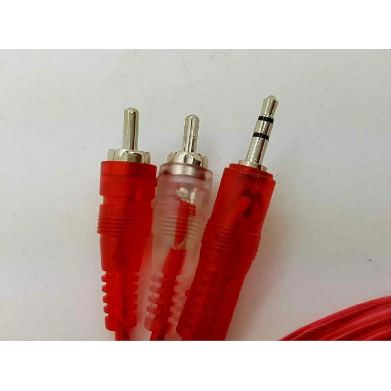 KABEL JACK RCA TO STREO AUX 3,5MM TRANSPARAN // JEK HP KE SALON SPEAKER HIGH QUALITAS