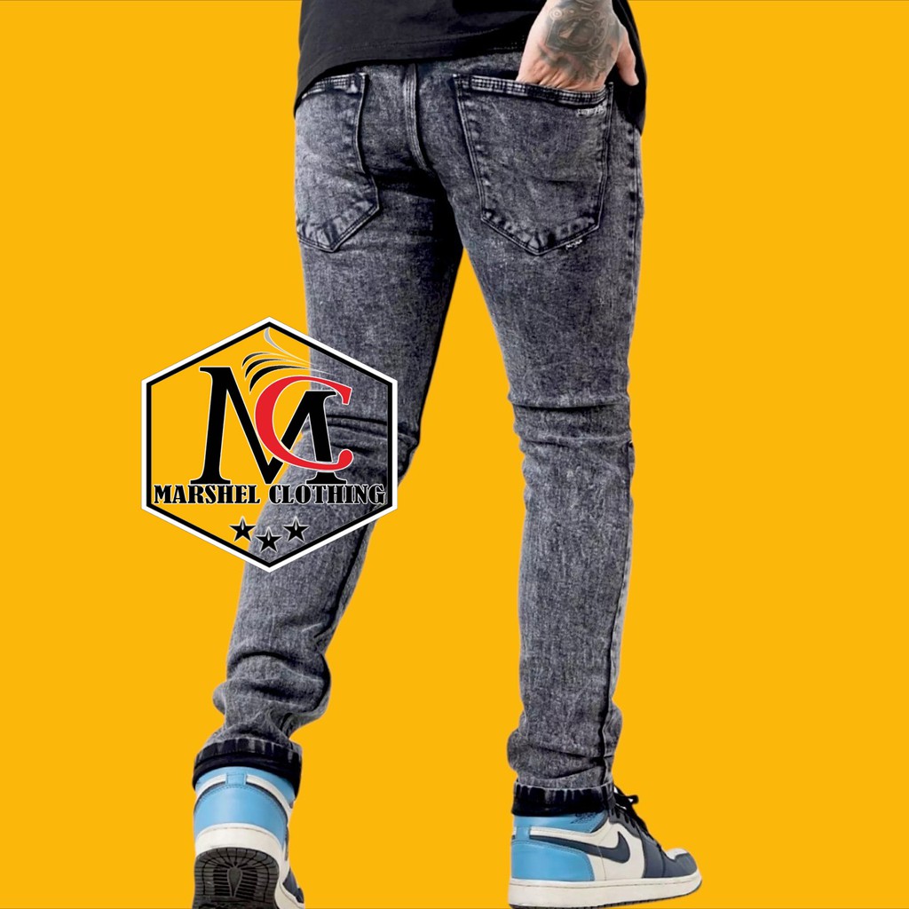 RCL - Celana Jeans Sanwash Hitam Original GC Panjang Skinny Pria / Denim Cowok Pensil Premium