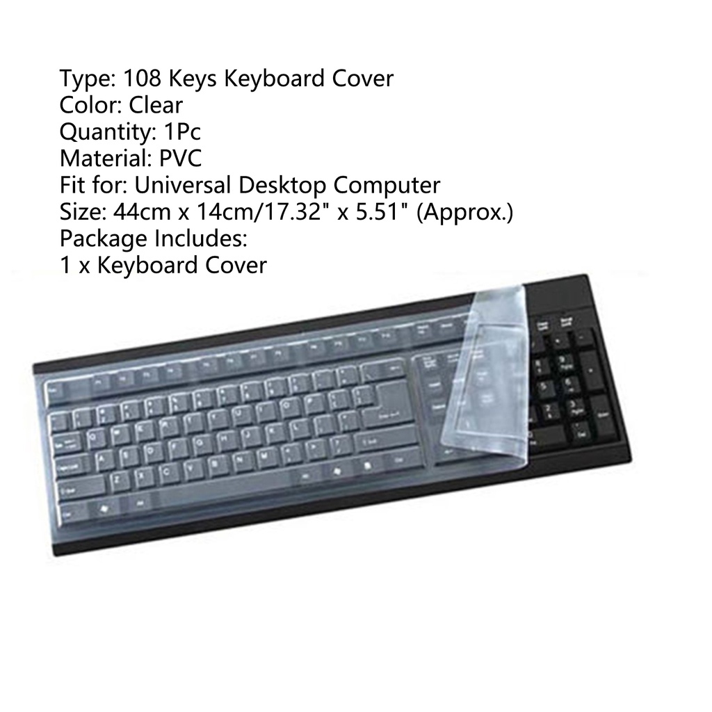 1 Lembar 108 Kunci Pelindung Keyboard Komputer Desktop Transparan Antifouling Untuk Rumah
