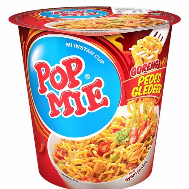 

Pop mie mi instan cup goreng pedas gledeek ayam pedas 75 gr