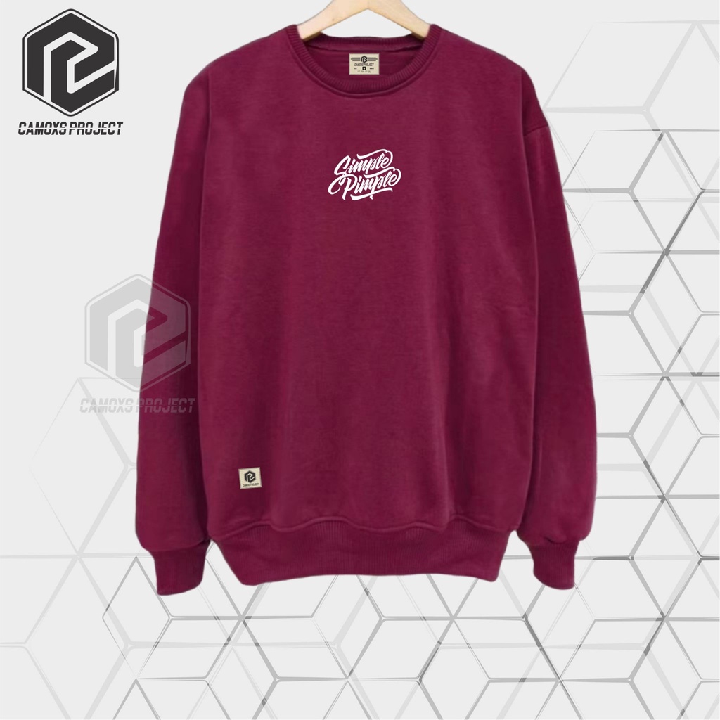 Crewneck Maroon Motif Simpel Pria dan Wanita Premium Quality Sweater Krunek Suiter Sweatshirt Distro Cowok Oversize Switer