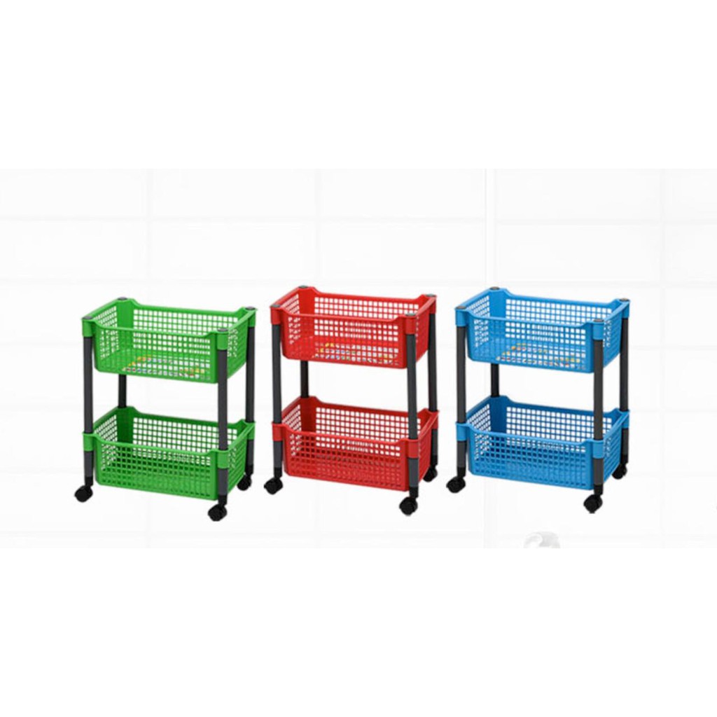 BHA-1 Praktisa Rack Rak Susun 2 Roda Keranjang Sayur Salon Plastik Serbaguna Penyimpanan Lion Star