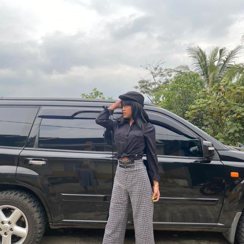 kemeja black and celana one set