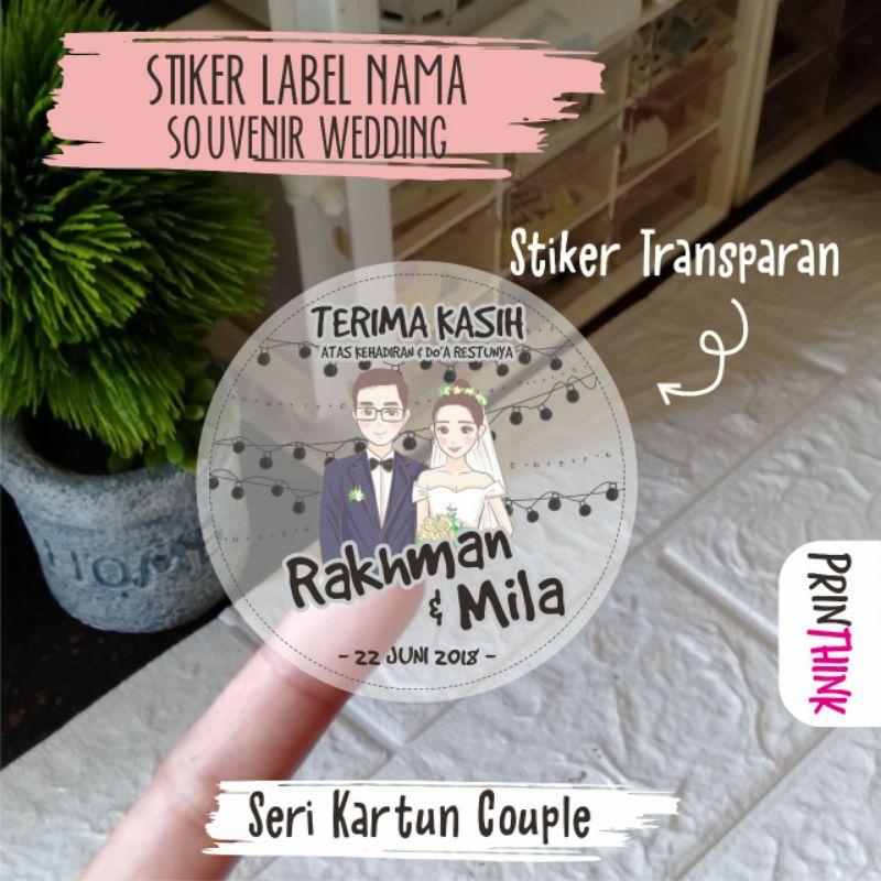 

STIKER TRANSPARAN LABEL NAMA SOUVENIR WEDDING NIKAH BULAT | TERIMA KASIH | THANKS CD | SERI COUPLE