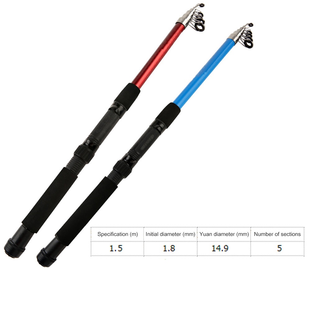 Spining Fihsing Rod Max Drag 5kg Carbon Fishing Pole Portabel Ditarik Joran Pancing Antena Telescopik 1.5m Fishing Gear Saltwater Freshwater Fishing Lover Bass Rod