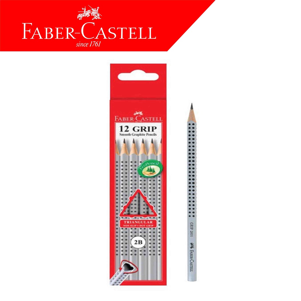 

Faber Castell Grip Triangular Pensil 2B Polos 2001 317002 (Abu Dot Hitam)