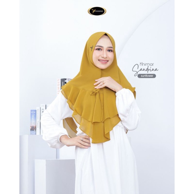 Hijab Jilbab instant Khimar Bergo Pet Antem Terbaru Terlaris Khimar sandrina 2 Layer ori Yessana Hij