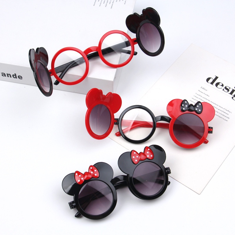 Kacamata Anak Anak Perempuan Fashion Lucu Murah Bulat Mickey Korean Sunglasses 2 Tahun