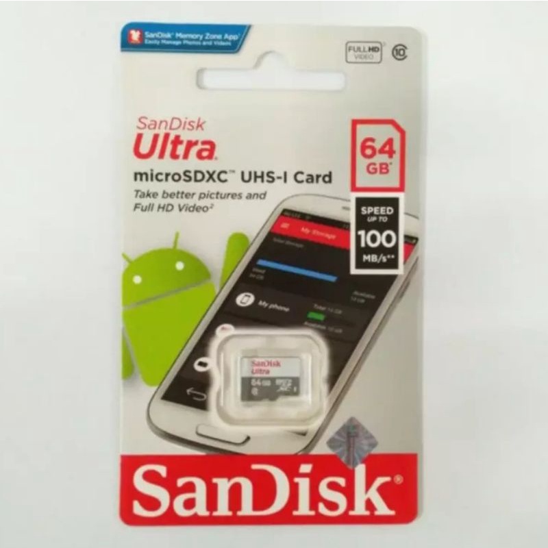 micro sd 64gb sandiks 64gb 100mbps original