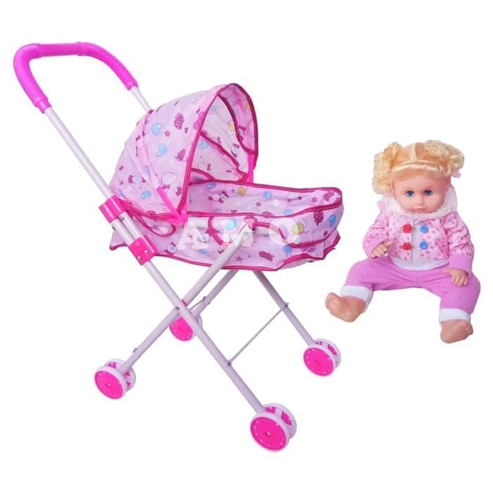 Stroller stroler kereta  dorong  mainan  bayi  dorongan pink 