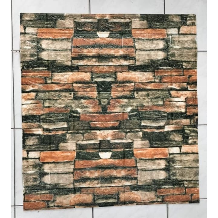 Wallpaper 3D Sticker  Dinding Motif Corak Batu Alam / Wallpaper 3D Foam Brick Emboss-6