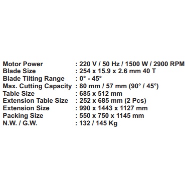 Table Saw 10&quot; WIPRO TS12502 / Mesin Gergaji Meja 10 inch WIPRO TS-12502 - Mesin Gergaji Potong Kayu WIPRO TS 12502