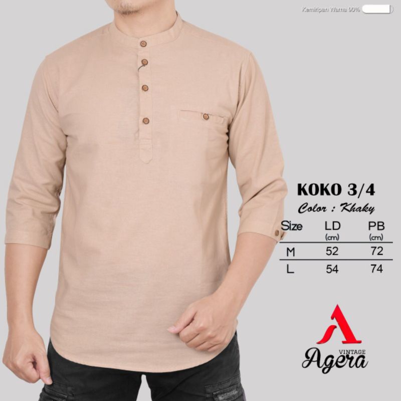 BAJU KURTA KEMEJA KOKO KEMKO  PRIA LENGAN 3/4 ORIGINAL TERBARU AGERA NEW SOFT COLOR