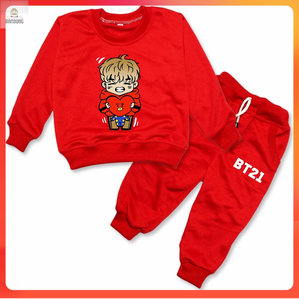 Brs Kids - Setelan Anak Joger BT21 Tata V BTS - Set Sweater & Joger Anak BT21 Tata V BTS