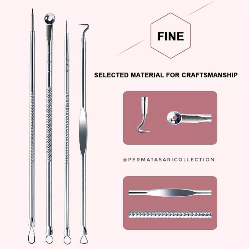 Alat Pencabut Pinset Pencetan Jerawat Komedo 2 4 Set Acne Removal Remover Face Care Tool Pimple Needle Kit