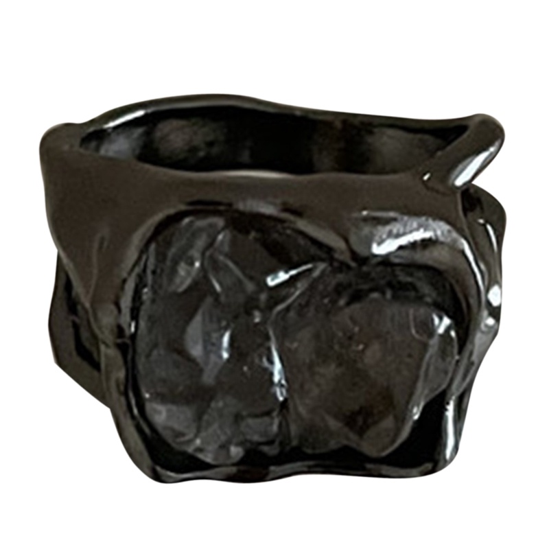 Cincin Sterling Silver 925 Handmade Bentuk Geometri Asimetris Untuk Wanita