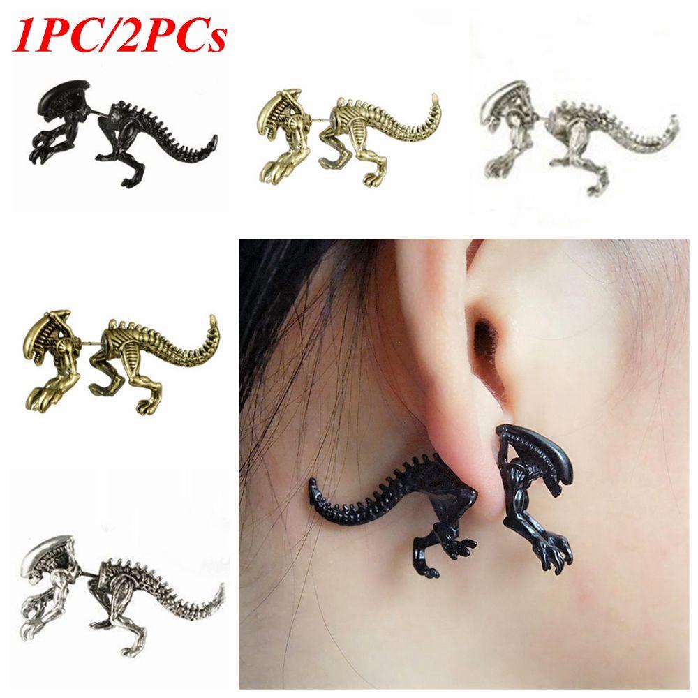 Solighter 1PC/2PCs Anting Dinosaurus Hadiah Tyrannosaurus Naga Monster